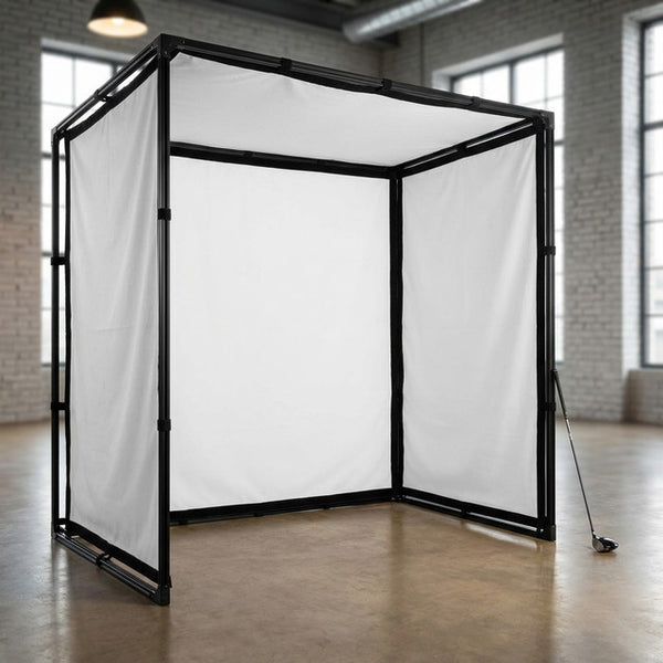 DIY Golf Simulator Impact Screen Frame Enclosure Kit Set, Use with Simulators, Durable Fabric with Velcro, Reinforced Black Border, 9.8'X9.8'X4.9'