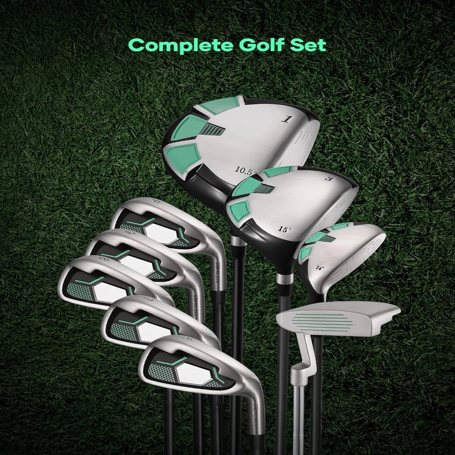 Golf Club Set 9 Piece Complete Golf Set for Right Handed with Stand Bag and 3 Bonus Head Covers