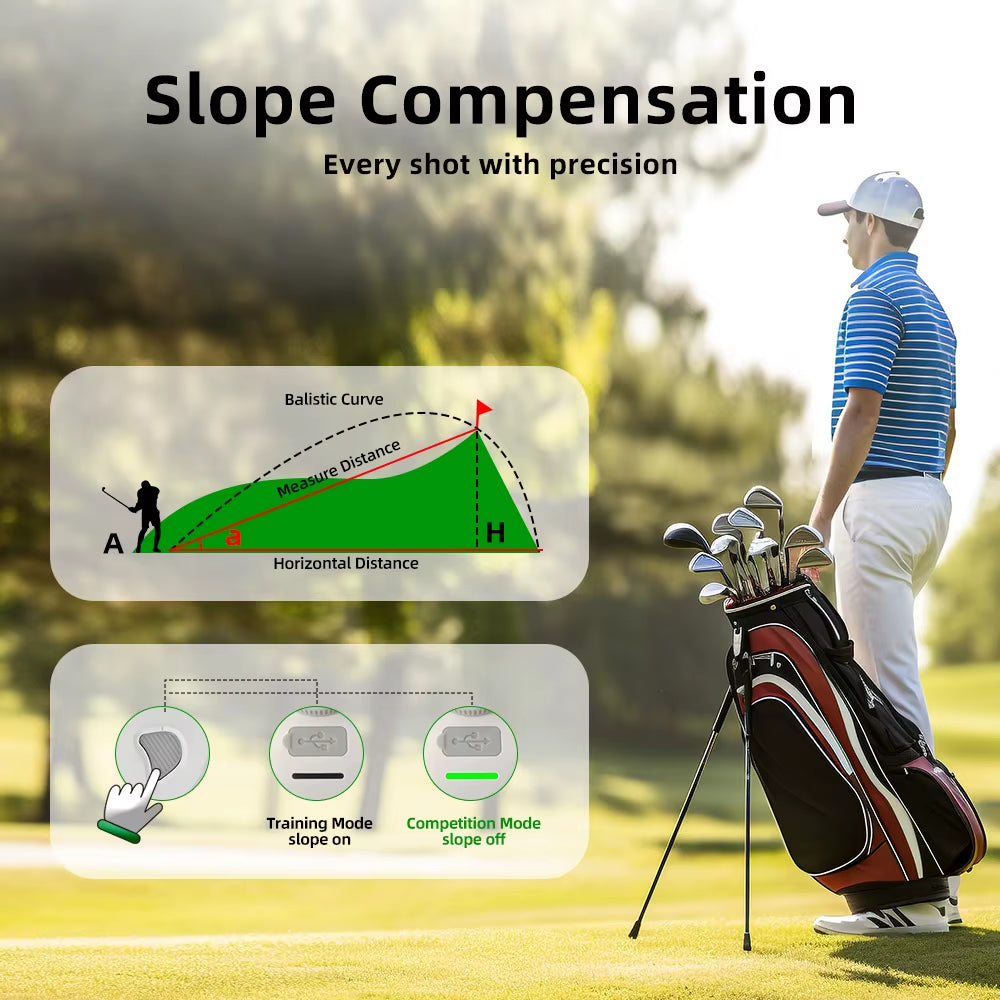 New Golf Rangefinder with Slope Switch 1000Yards Range Finder Golfing 6X Magnification Flag Pole Locking Vibration Magnet Stripe