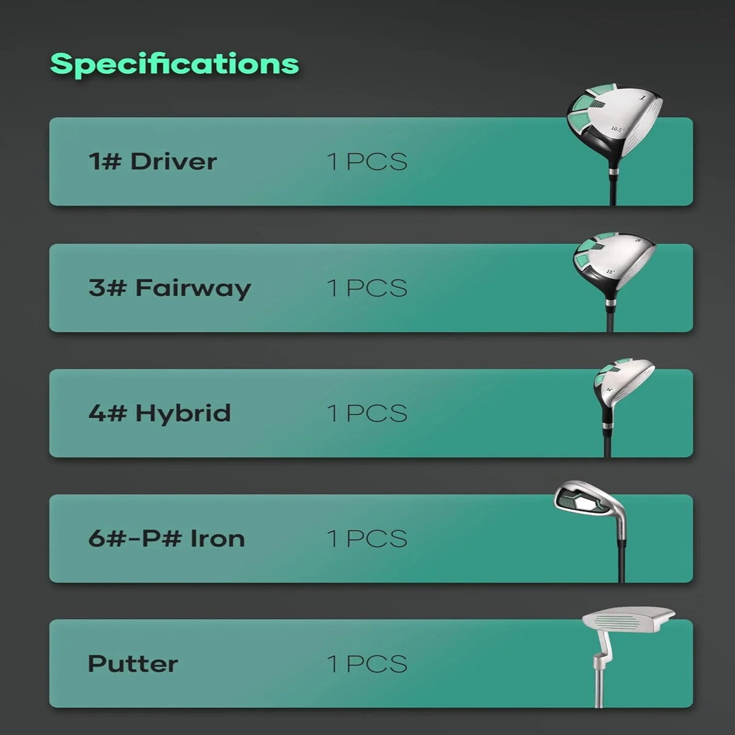 Golf Club Set 9 Piece Complete Golf Set for Right Handed with Stand Bag and 3 Bonus Head Covers