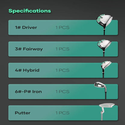 Golf Club Set 9 Piece Complete Golf Set for Right Handed with Stand Bag and 3 Bonus Head Covers