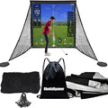 Golf Simulator Impact Screen with Black Double Layer Blackout Cloth Shank Side Netting