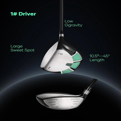 Golf Club Set 9 Piece Complete Golf Set for Right Handed with Stand Bag and 3 Bonus Head Covers