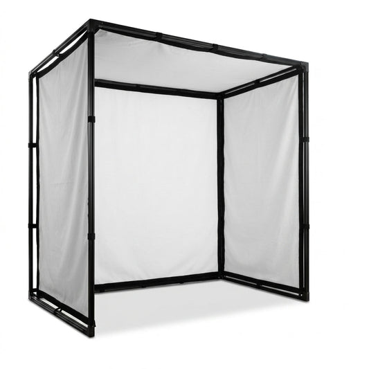 DIY Golf Simulator Impact Screen Frame Enclosure Kit Set, Use with Simulators, Durable Fabric with Velcro, Reinforced Black Border, 9.8'X9.8'X4.9' — Studio Shot