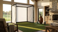 DIY Golf Simulator Impact Screen Frame Enclosure Kit Set, Use with Simulators, Durable Fabric with Velcro, Reinforced Black Border, 9.8'X9.8'X4.9' — Lifestyle