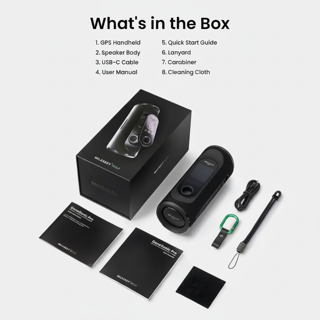 Genesonic Pro 2-In-1 Magnetic Golf Speaker, Detachable GPS Rangefinder, 3-In Touchscreen, 43K+ Courses, No Subscription
